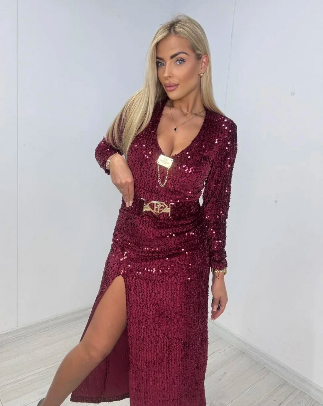 3355 PAPARAZZI superbe robe de soirée tout en sequin avec la ceinture fournie extensible classique et sexy pour de nombreuses occasions