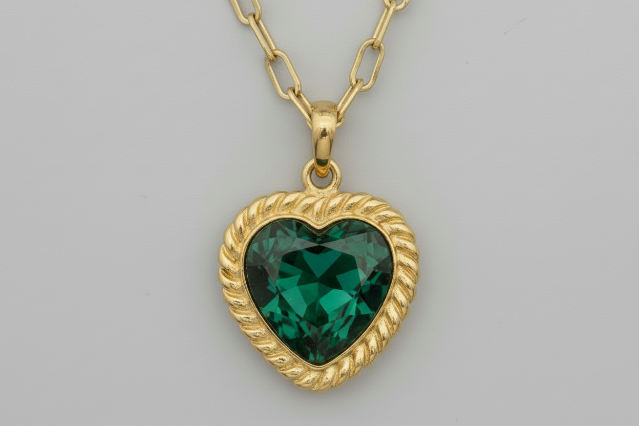 T004 NIIKI PARIS Collier coeur techni transparent couleur disponible Crystal (blanc) vert,bleuet rouge.Boucles d oreilles assorties (  En stock ou sur précommande)