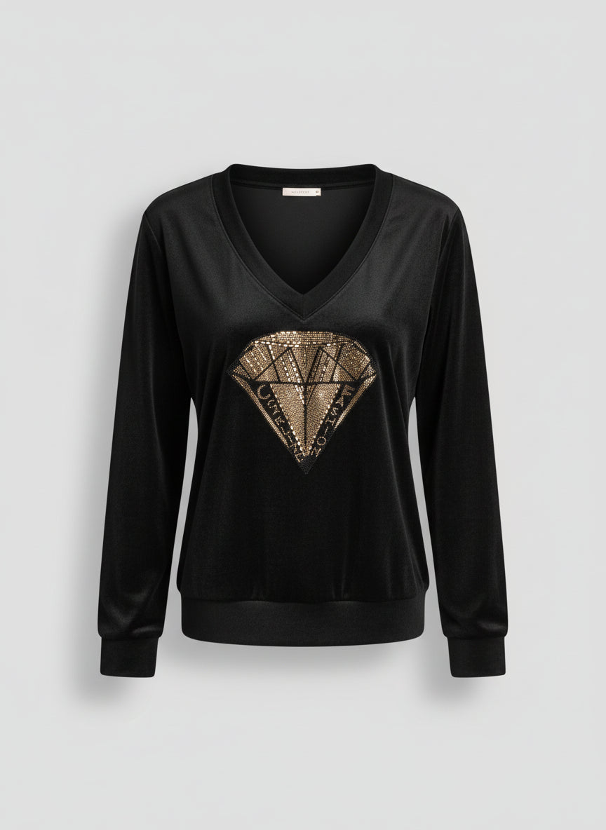 3761 CHARLIZE FASHION Ensemble 2 pieces Jogging Trois Pièces Pantalon Sweat et Doudoune Noire Brillante pour Femme