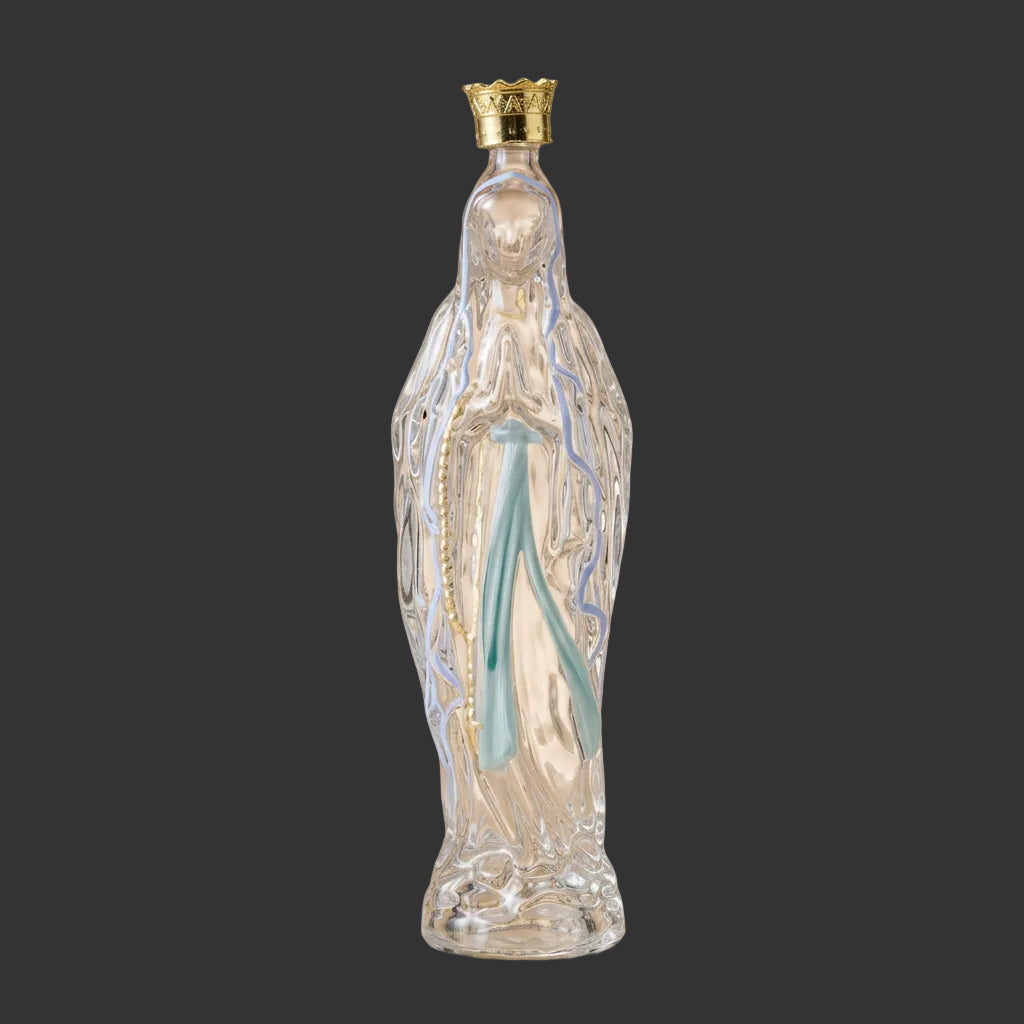 Vierge en verre de Lourdes détail du flacon