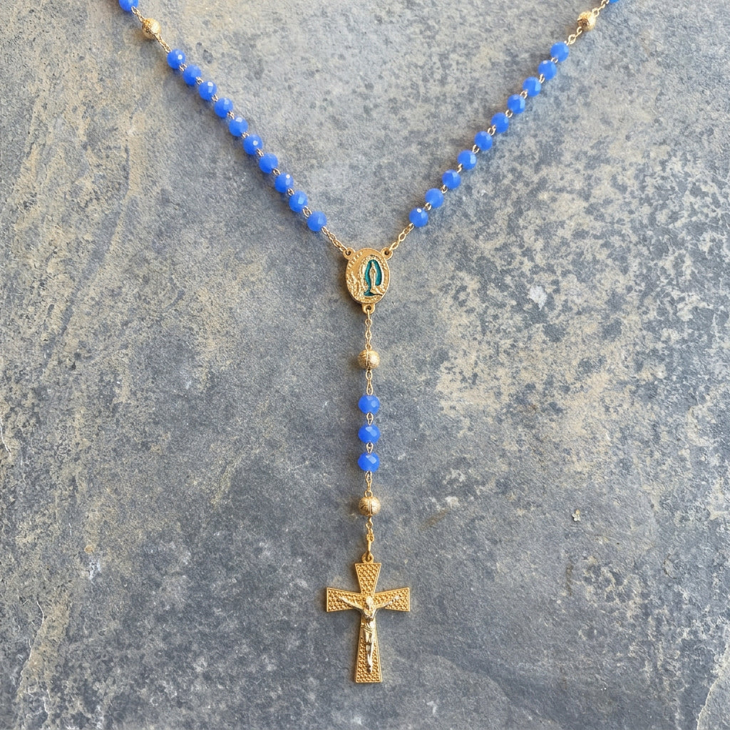 Chapelet Lourdes référence 24 en bleu pervenche, détail 5