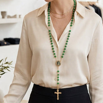 Chapelet Lourdes réf 04 Jade vert photo d&