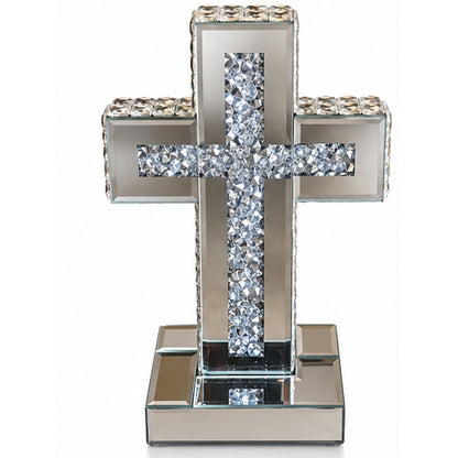 Croix miroir argentée de 25 cm, vue 1