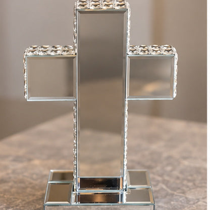 Croix miroir argentée de 25 cm, vue 4