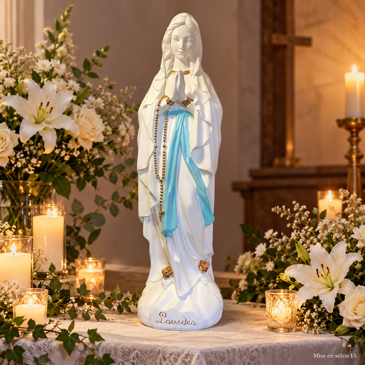 Statue EVNL BB — recueillement, mise en scène IA