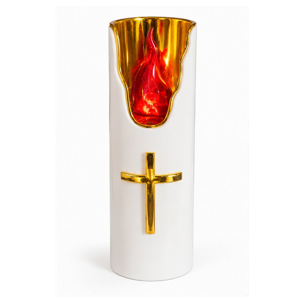 Lourdes lumière votive 15 cm - dorée sur fond blanc