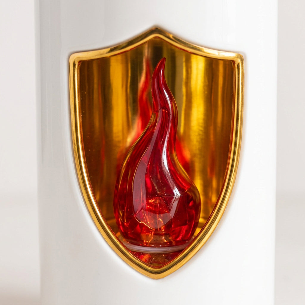Lourdes lumière votive 15 cm - détail de la flamme rouge
