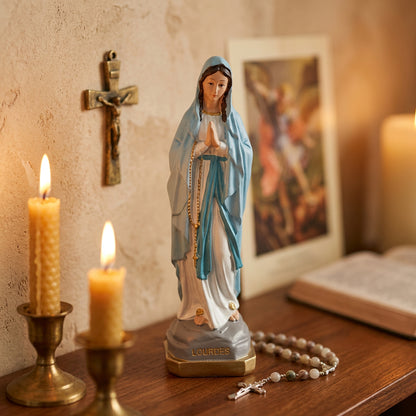 Notre-Dame de Lourdes 13 cm turquoise photo carrée 1