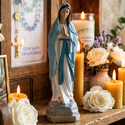 Notre-Dame de Lourdes 13 cm turquoise photo carrée 2