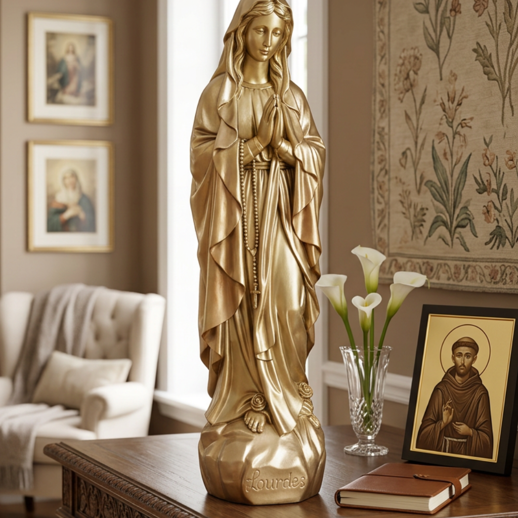 Vierge dorée 80 cm vue entière supplémentaire 2