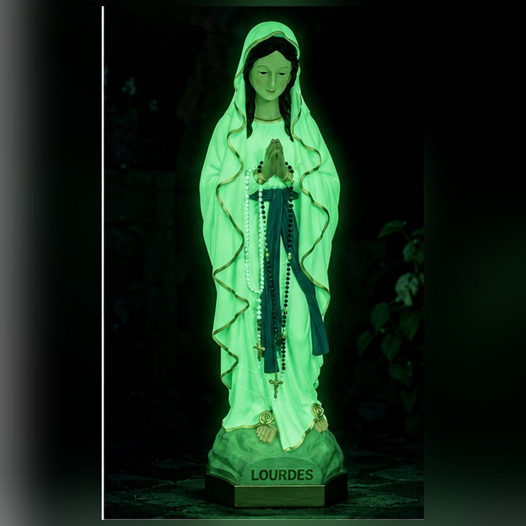 Vierge fluorescente de Lourdes – lumineuse nuit