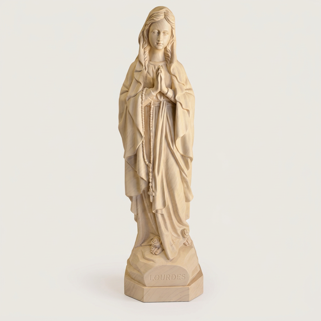 Vierge effet bois — recueillement — retouche IA